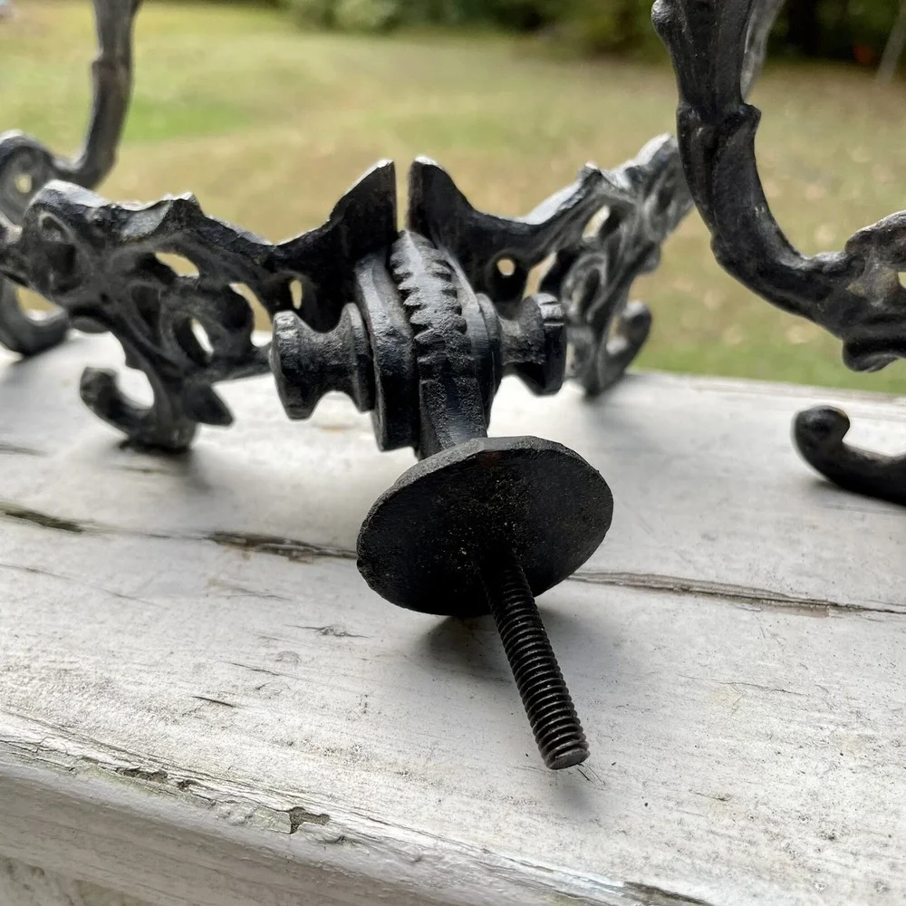Antique Cast Iron Adjustable Tree Hooks Victorian Face Art Nouveau Set of 3